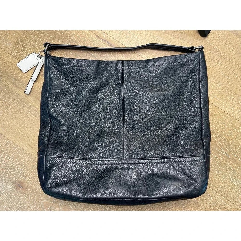 COACH Pebble Black Leather Handbag Shoulder Bag Purse Hoho K1305-F23292 - Picture 12 of 12